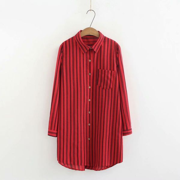 

plus size strained cat and linen women long pockets blouse 2019 spring nieuwe random ladies pocket shirts women's, White