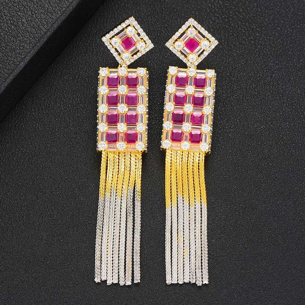 

larrauri 2020 new elegant long tassel earrings for women luxury crystal cubic zirconia drop dangle earrings party jewelry, Silver
