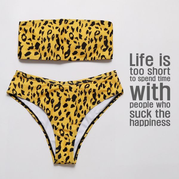 

2019 new women split swimsuit female bikini leopard bikini set bathing suit beachwear two piece swimsuit, Black