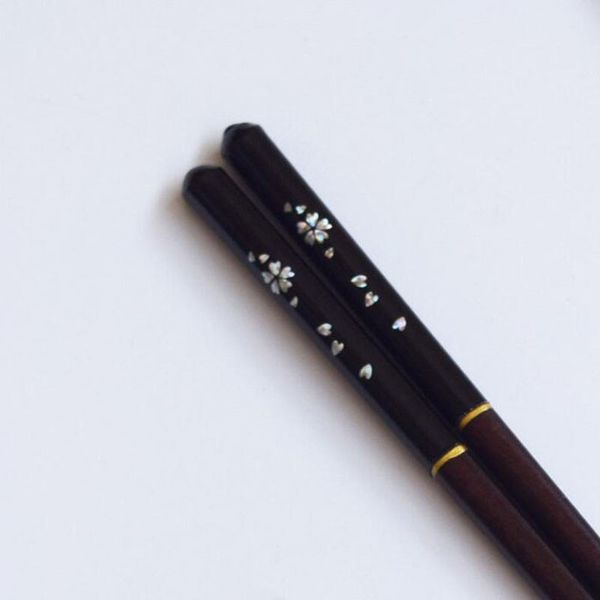 

200 pairs chopsticks black and red painted with flower couple chopsticks 23cm natural wood tableware wedding gift za5210