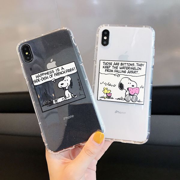 

for iphone xs max x xr phone case cartoon dog snoopy for iphone 7 8 6 plus transparent tpu soft cell phone cases