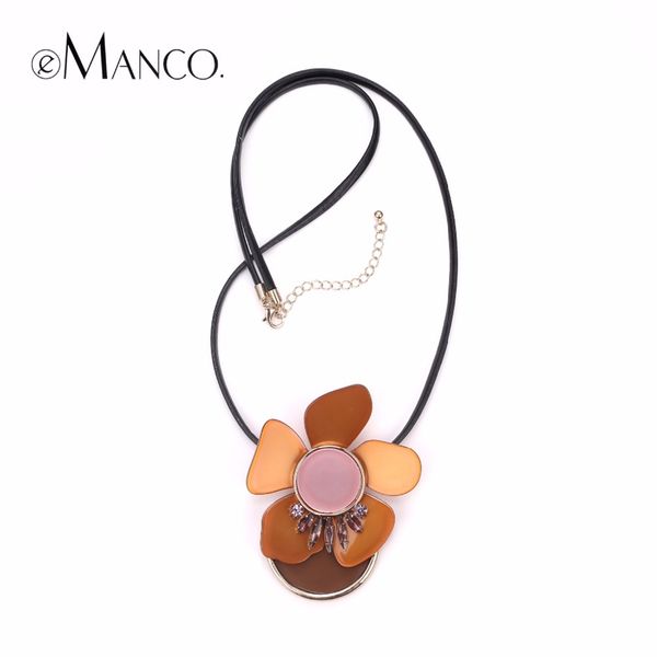 

emanco acrylic flower coffee color statement pendants necklace decoration for women dress accessories jewelry y200323, Silver