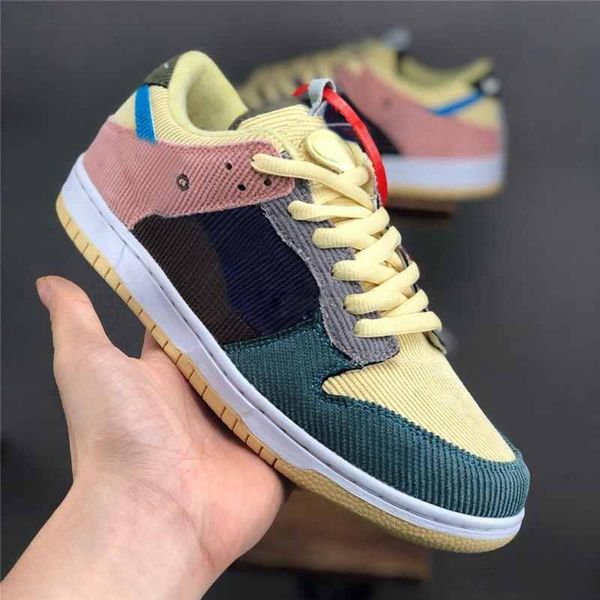 

2019 new custom sean wotherspoon sb dunk low pro og qs corduroy skateboarding shoes men women running shoes blue yellow mens sport sneakers, White;red