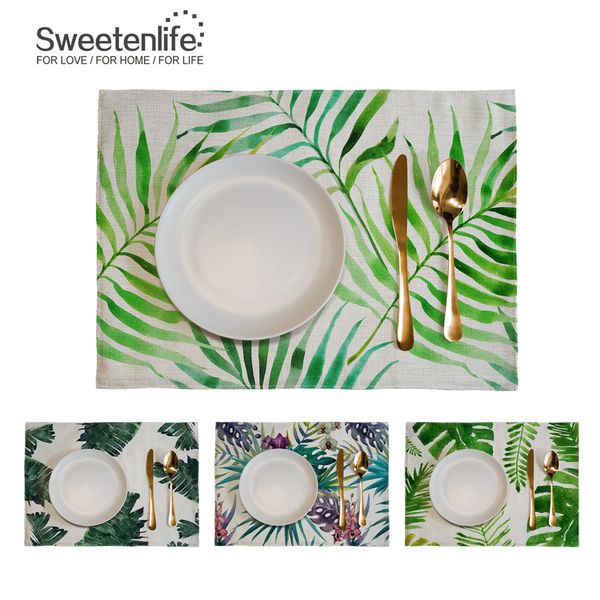 

tropical plants insulation placemat dinner kitchen pad cotton linen creative coffee place mat accessories 46x33cm
