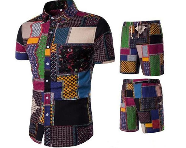 

мужские дизайнерские спортивные костюмы с отворотом шеи гавайский стиль праздничные рубашки шорты мужские комплекты одежды 2шт цветочные спо, Gray