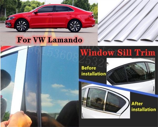 

puou high-quality car full window pillar trim cover stainless steel chrome decoration for vw lamando 2015-16 car styling