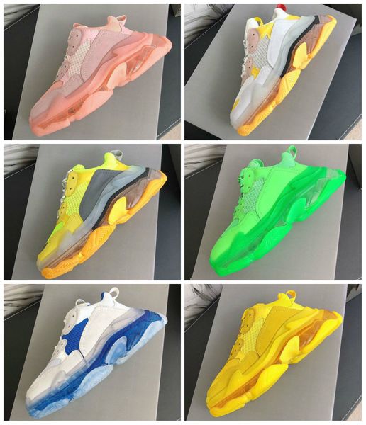 

2019 fashion paris crystal triple-s sports shoes triple-s casual dad shoes yellow men sports designer shoes size 35-45 c23 c20, Black