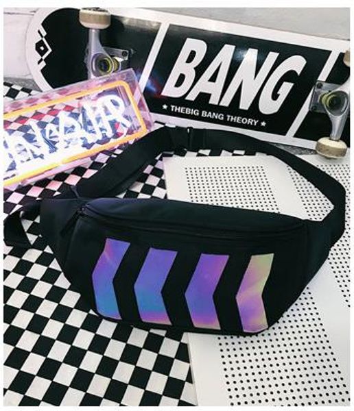 

2020 new trendy cool reflective oblique cross waist bag fashion wild shoulder bag