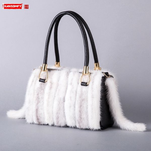 

2020 реальная сумка кожаная сумка женская сумка мех дамы плечо посланник норки женские роскошные сумки из натуральной кожи