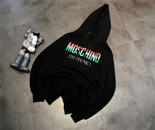 

19fw luxurious brands design moschinos multicolor letters pullover hoodies men women fashion casual streetwear sweatshirts outdoor shirts, Gray;blue