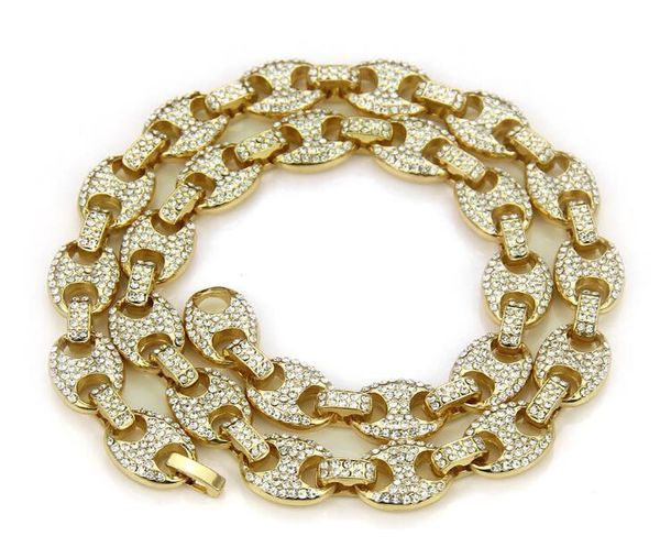 

hip hop bling цепи ювелирные изделия для мужчин iced out цепочки колье золото серебро нержавеющая сталь майами кубинский звеньевые цепи пода, Silver