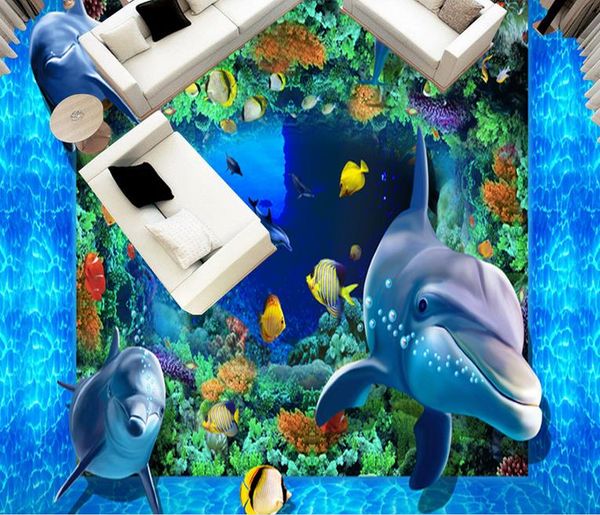 

заказной любой размер пола wallpaperunderwater world 3d dolpliving спальня ванная комната этаж mural пвх самоклеющиеся обои de parede 3d