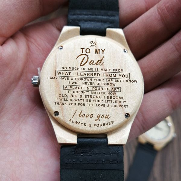 

to my dad gifts mens personalized engraved wooden watches minimalist design fashion quartz watch dropshipping 2019 father's day, Slivery;brown