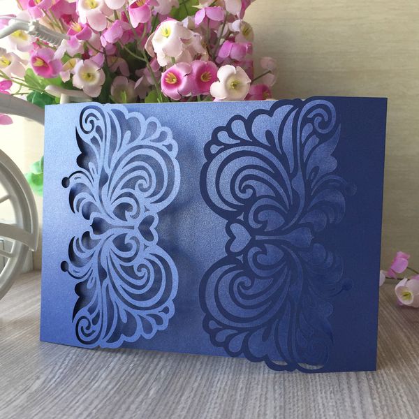 

35pcs /lot hollow laser cut flower wedding invitations cards garden party invitations cards thanksgiving gifts cards decoration with lace, Black