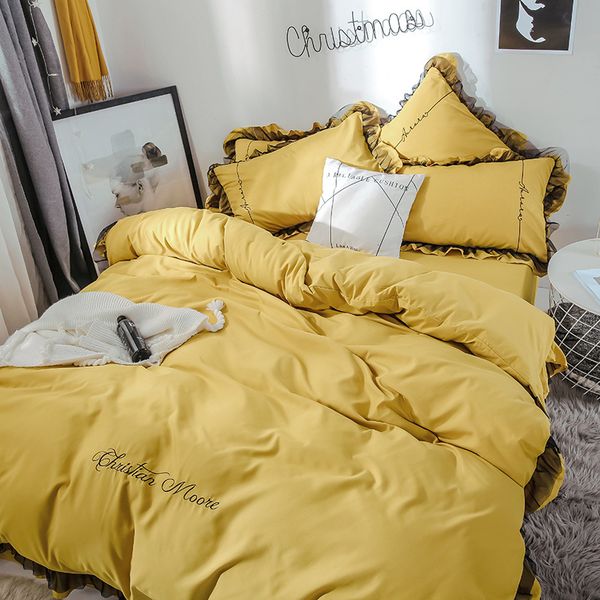 

princess style lace quilt cover pillowcase pillow cover sets pure cotton four pieces twill duvet cover sets bedding supplies 1.2m 1.5m
