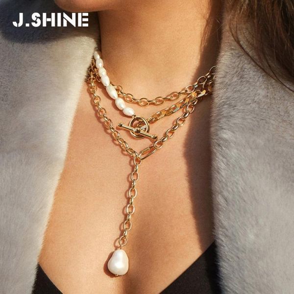 

jshine two-types punk imitation pearl choker necklace collar statement gold color circle bar pendant necklace for women jewelry, Golden;silver