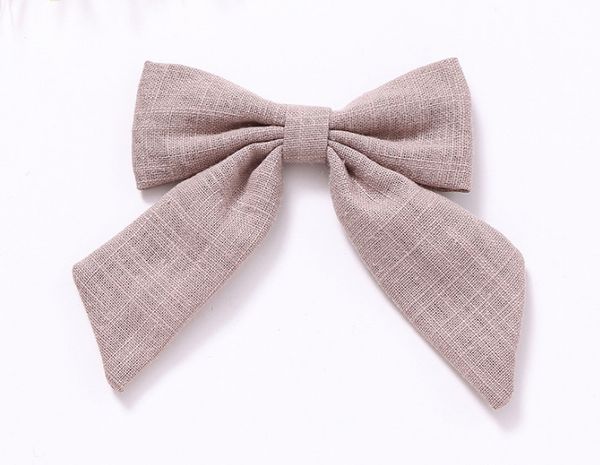 Girls Cotton Linen Bows Hair Clip Boutique Children Bows Tie