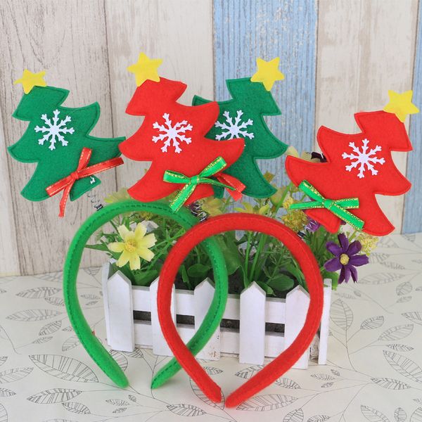 

1pc christmas decorations red/green tree pattern hair hoop ornaments child kids girl headwears festival party ornaments supplies