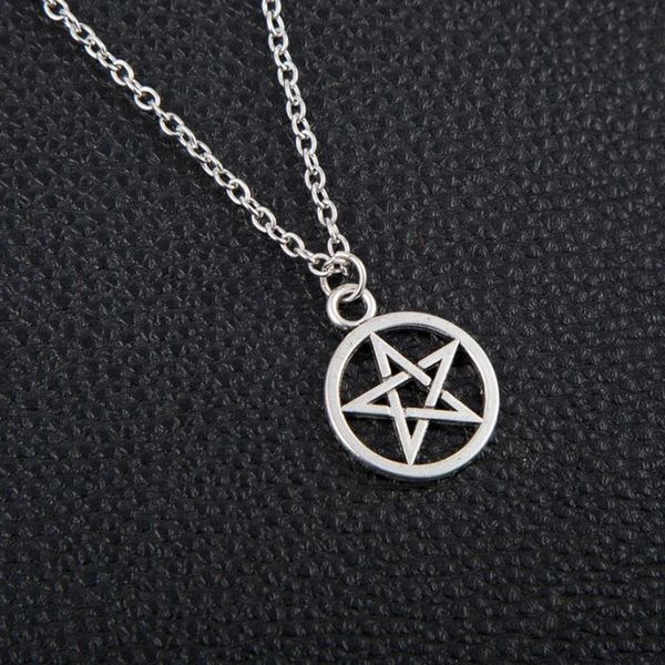 

supernatural necklace devil's trap pentagram pentacle vintage retro antique silver pendant movie jewelry wholesale