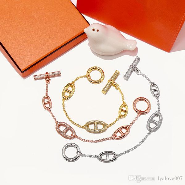 

роскошные дизайнерские ювелирные изделия женщины h браслеты с кристаллом свиное рыло любовь браслет три цвета мода шарм браслеты femle ювели, Black