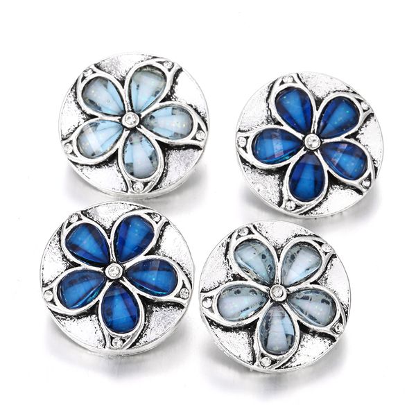 

10pcs/lot new rhinestone flower 18mm metal snap buttons jewelry snap button jewelry fit 18mm necklace for women diy, Golden;silver