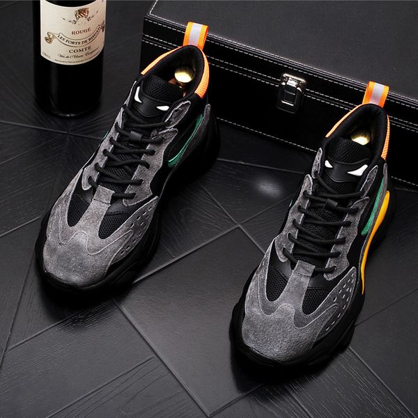 

mens vintage fashion bees mixed colors lace-up shoes british man trending leisure shoes web celebrity zapatos hombre vestir, Black
