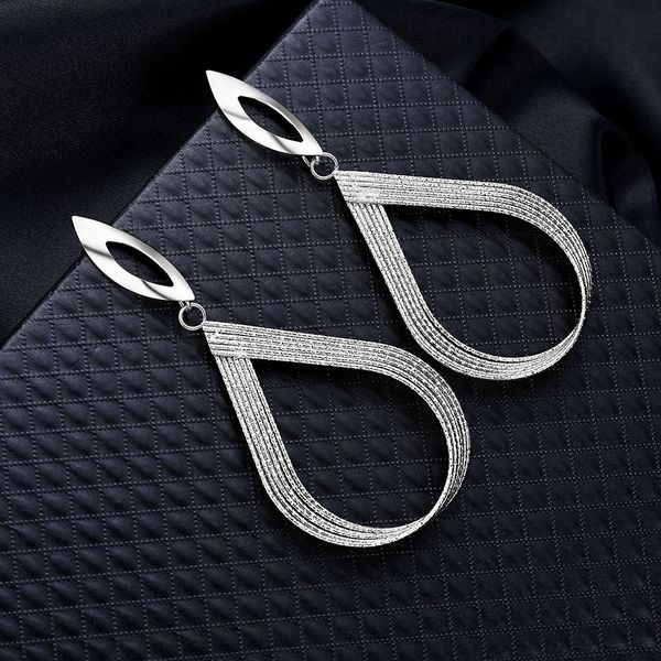 

women girls teardrop earrings ear loop dangle pendant alloy earrings personality jewelry gifts, Silver