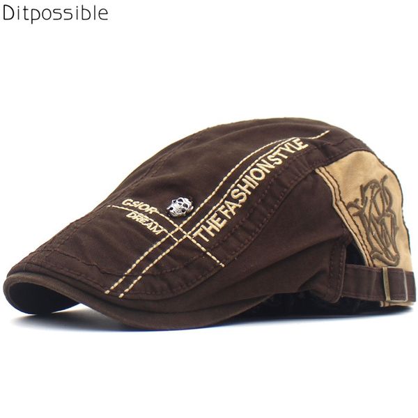 

ditpossible embroidery caps for men casual cotton hat letters beret gorras boina casquette flat cap, Blue;gray