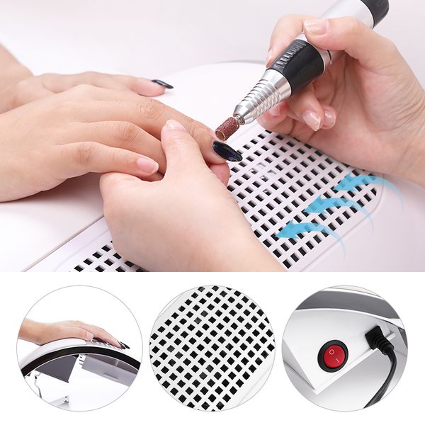 

40w nail dust suction collector with 3 fan vacuum cleaner with 2 dust collecting bags low noisy nail art equipment manicure too, Silver