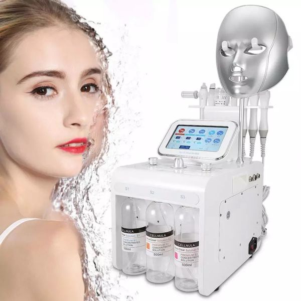 

portable 7in1 facial treatment h2o2 hydra aqua water skin peel dermabrasion pdt led mask rf ultrasonic bio wrinkle removal beauty machine