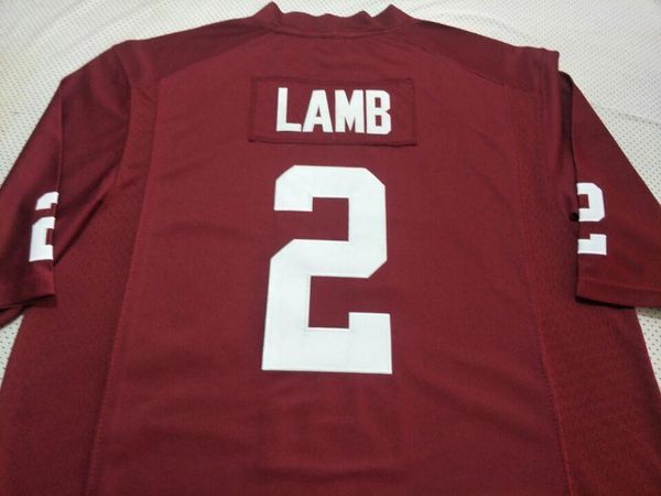 

men oklahoma sooners ceedee lamb #2 real full embroidery college jersey size s-4xl or custom any name or number jersey, Black;red