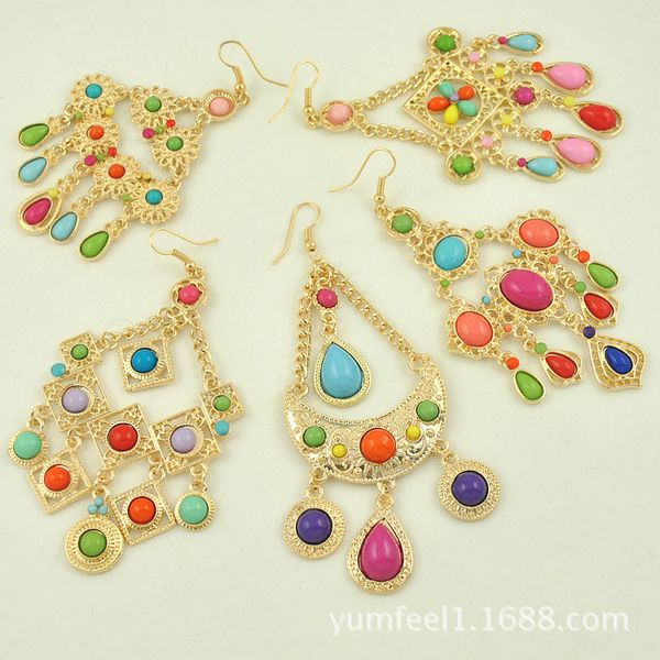 

ушные моды цветок падает с кедровыми камень серьги аксессуары e1452, Golden