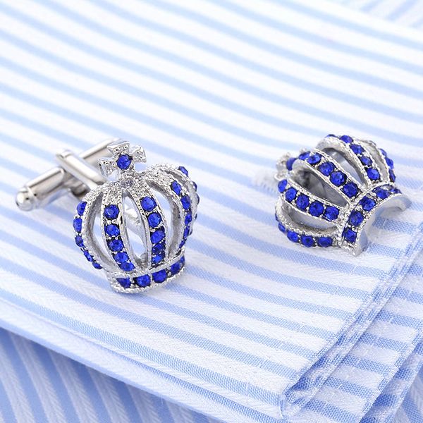 

vagula drop shipping crystal cuff links wholesale french shirt cufflinks crown gemelos gift 330, Silver;golden