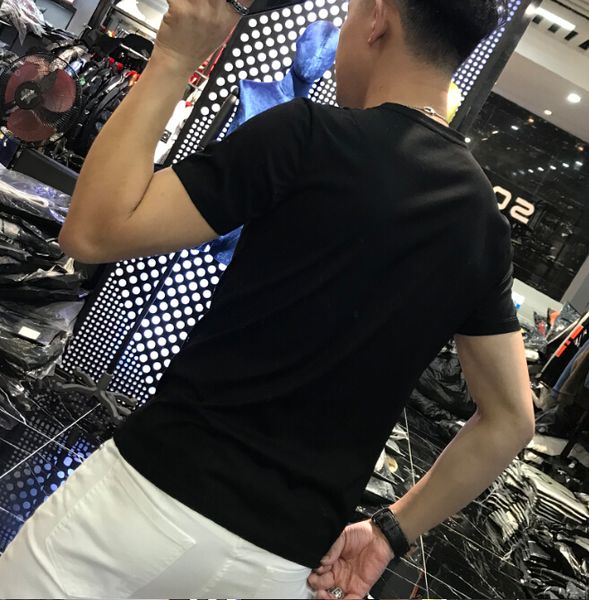 

t-shirts m-4xl plus fashion diamonds shirt sleeve t o-neck short size summer tshirts men/women tees men bmaem, Black