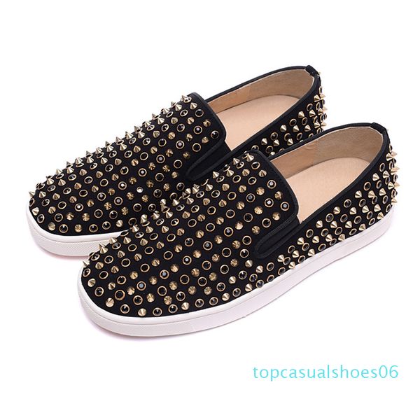 

fashion designer shoes red is bottom dress shoes brand studded spikes flats for men and women party lovers genuine leather sneakers t6, Black