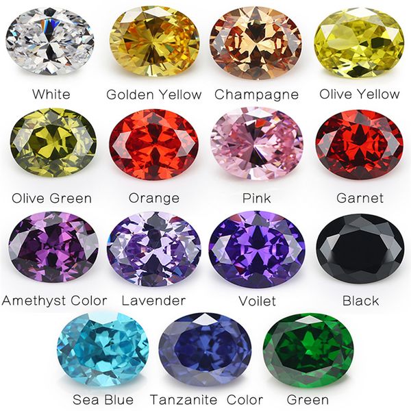 

1pcs per colors total 15pcs size 4x6mm ~ 10x12mm oval shape loose cubic zirconia stone, Black