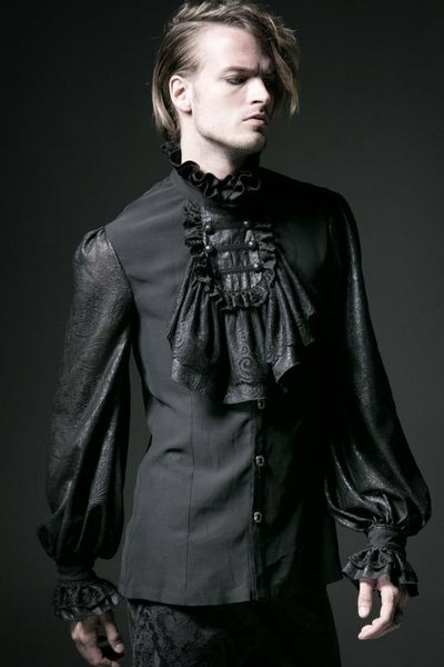 

punk rave men's gothic shirt y-522, White;black