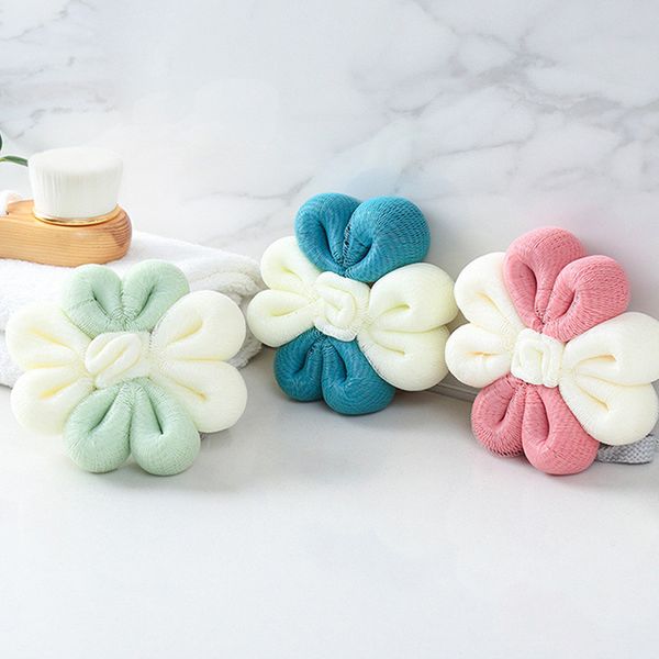 

dropshipping flower loofah bath shower sponge pouf mesh ball exfoliating scrubber