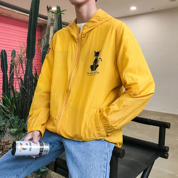 

sun protection clothing jacket male 2019 spring autumn new youth thin windbreaker korean version students handsome yellow, Black;brown