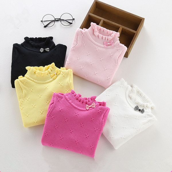 

2018 baby girls sweaters solid candy color knitted girls sweater kids autumn winter cotton outerwear girl pullover 1-9y, Blue