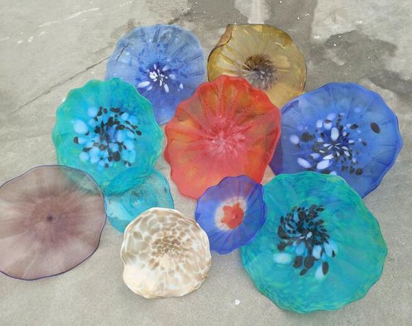 

handmade murano glass wall lamp plates flower design mouth blown lamps multi color hanging indoor art deco