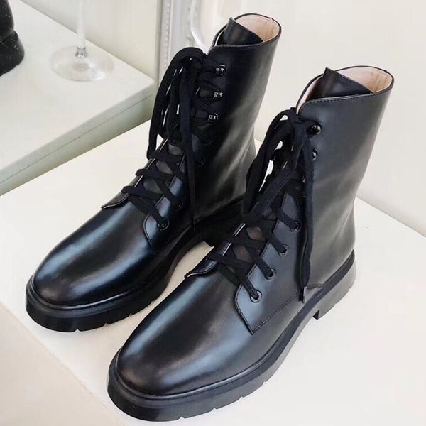 

new style black women ankle boots genuine leather lace-up q56