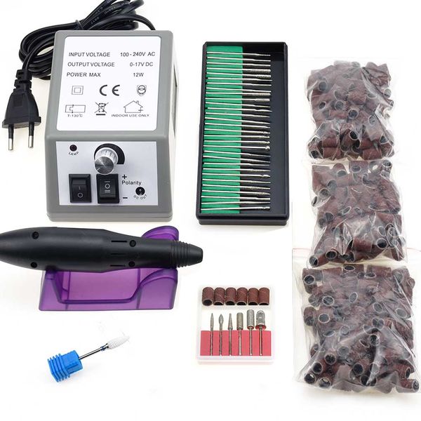 

nail drill machine set 300pcs sanding band professional milling manicure machine set kits nail art tool ceramic drill bit, Silver
