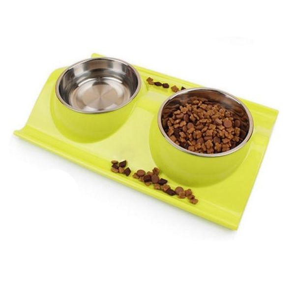 

cute pet feeder собака волна форма антипробуксовочная течебезопасн съемные двойной чаши щенок из нержавеющей стали смола еды поилки поставки