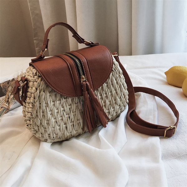 

женская соломенная пляжная сумка crossbody сумки для женщин 2020 лето плетеные дизайнерские сумки дамы ротанг кисточкой плечо сумка посыльно