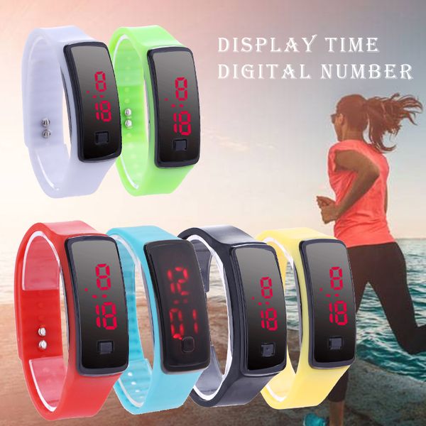 

2019 fashion led digital watches bracelet wristwatch for men ladies kids clock womens digital wrist watch sport student, Slivery;brown