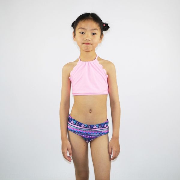 

2020 female children's bikini swimsuit split middle and large children's bikini swimsuit, White;black