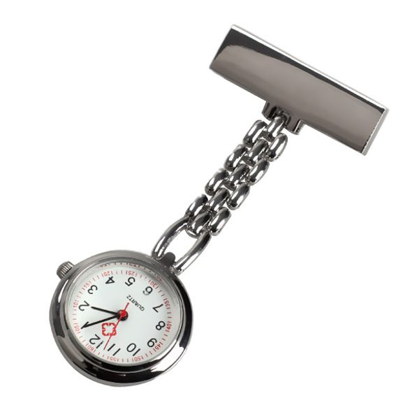 

newly fashion mini nurse table pocket watch with clip brooch chain quartz watches gifts fif66, Slivery;golden