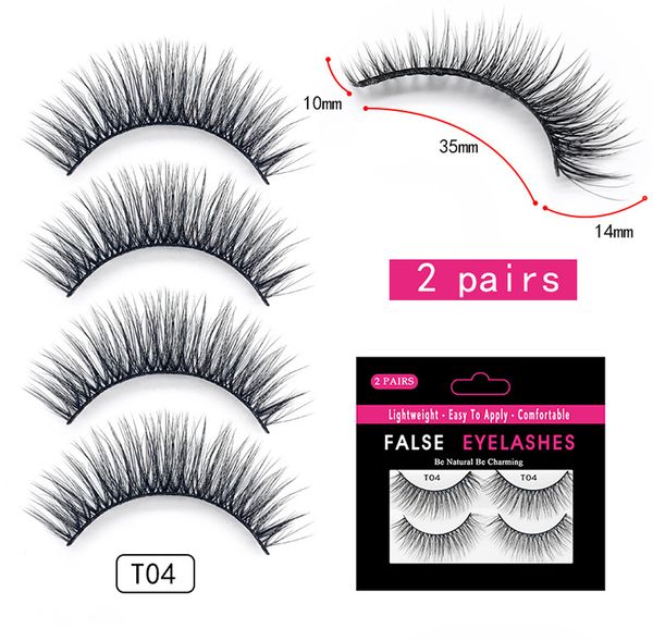 

new 2 pairs set 3d mink hair fake eyelash 100% thick real mink hair false eyelashes natural extension fake eyelashes epacket ing