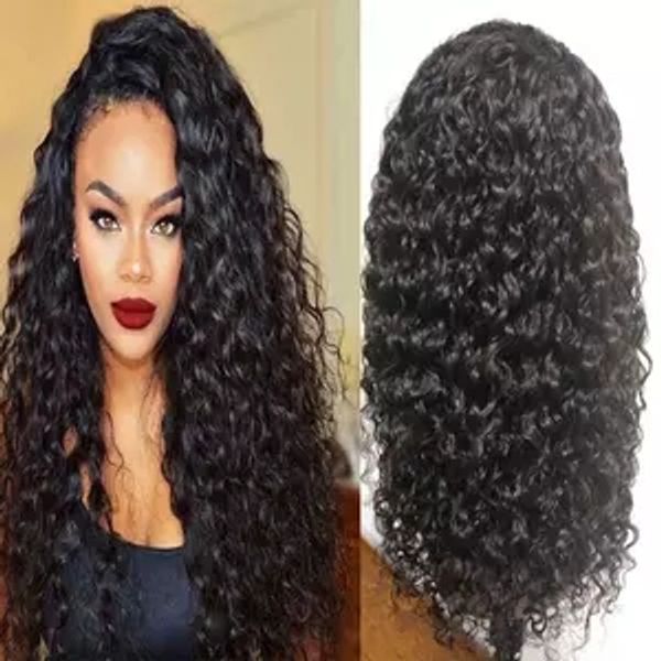 

360 lace frontal wigs water wave curly lace front human hair wigs for women transparent 180% density pre plucked with baby hair, Black;brown
